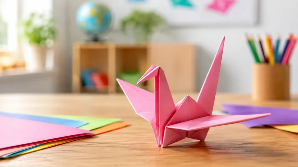 Origami montado na mesa
