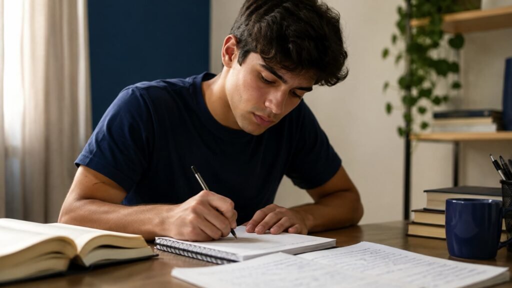 Estudante se preparando para o enem