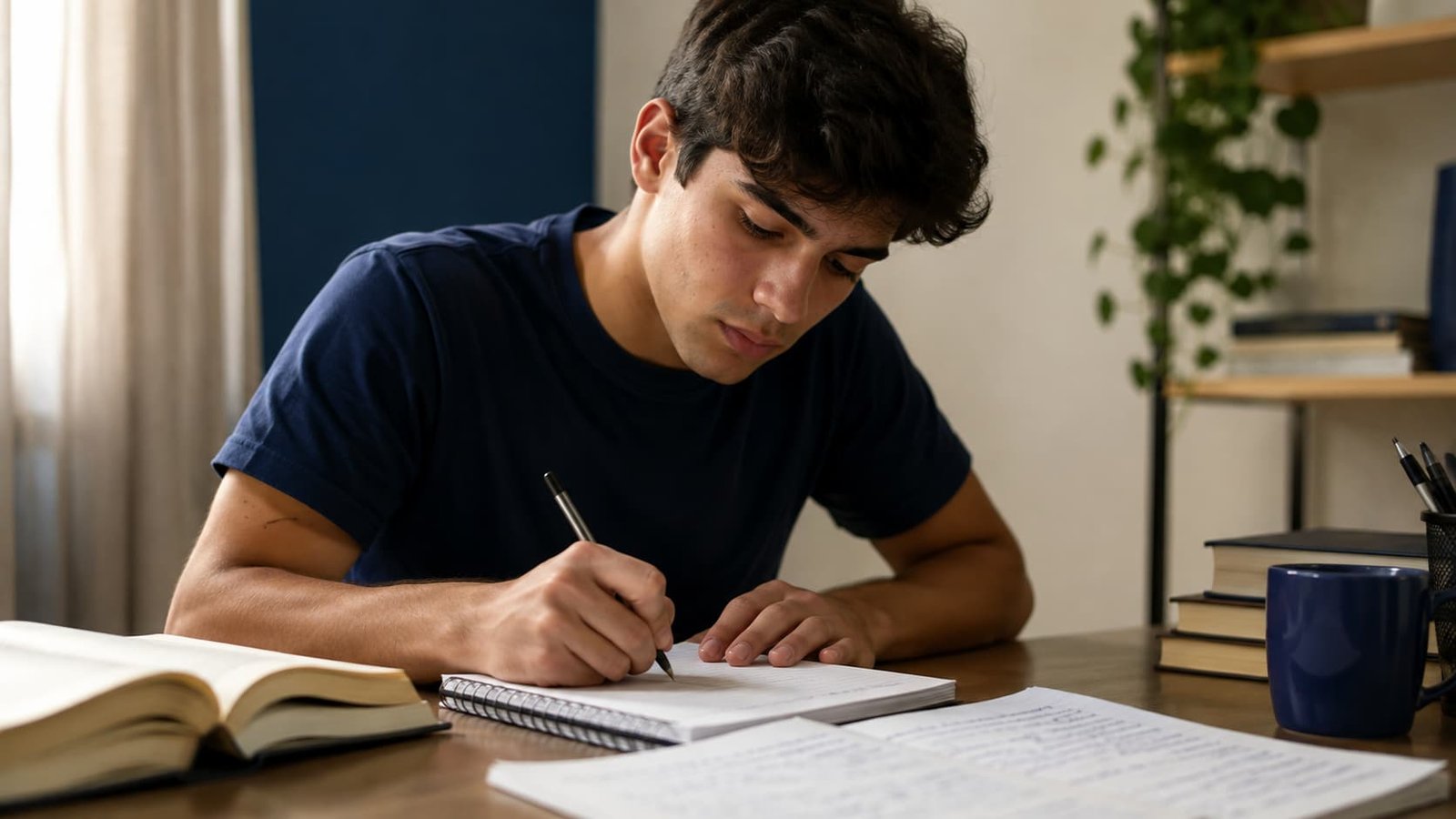 Estudante se preparando para o enem