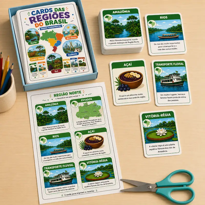Bônus Cards para Imprimir das Regiões do Brasil